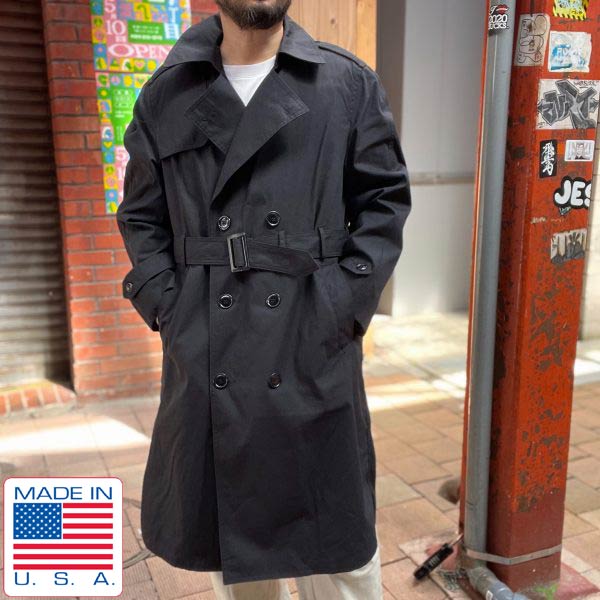 新品 実物 米軍 トレンチコート 黒 40S ブラック USA製 オールウェザー