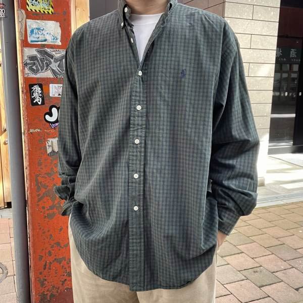 90s ラルフローレン BLAKE ボタンダウン チェック柄 長袖シャツ XL