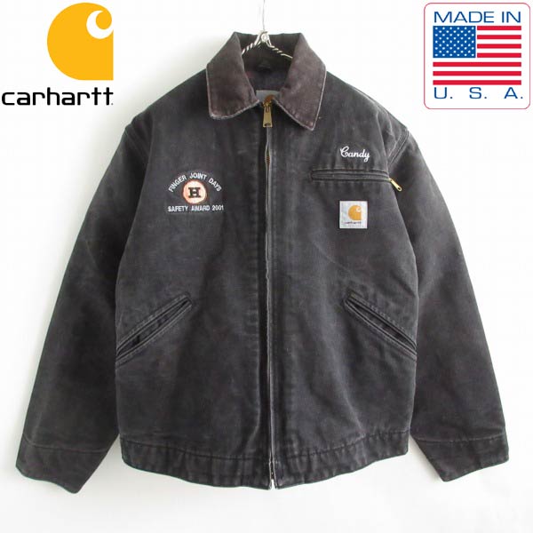00s USA製 carhartt デトロイト ジャケット J01 フェードブラック 38R