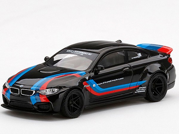 Mini GT MGT00306 LB Works LBWK Bmw M4 1:64 with M Stripes Black