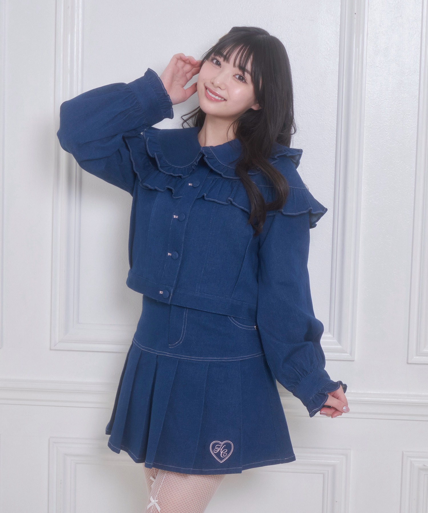 ロゴ刺繍デニムプリーツスカート – BUNNY APARTMENT