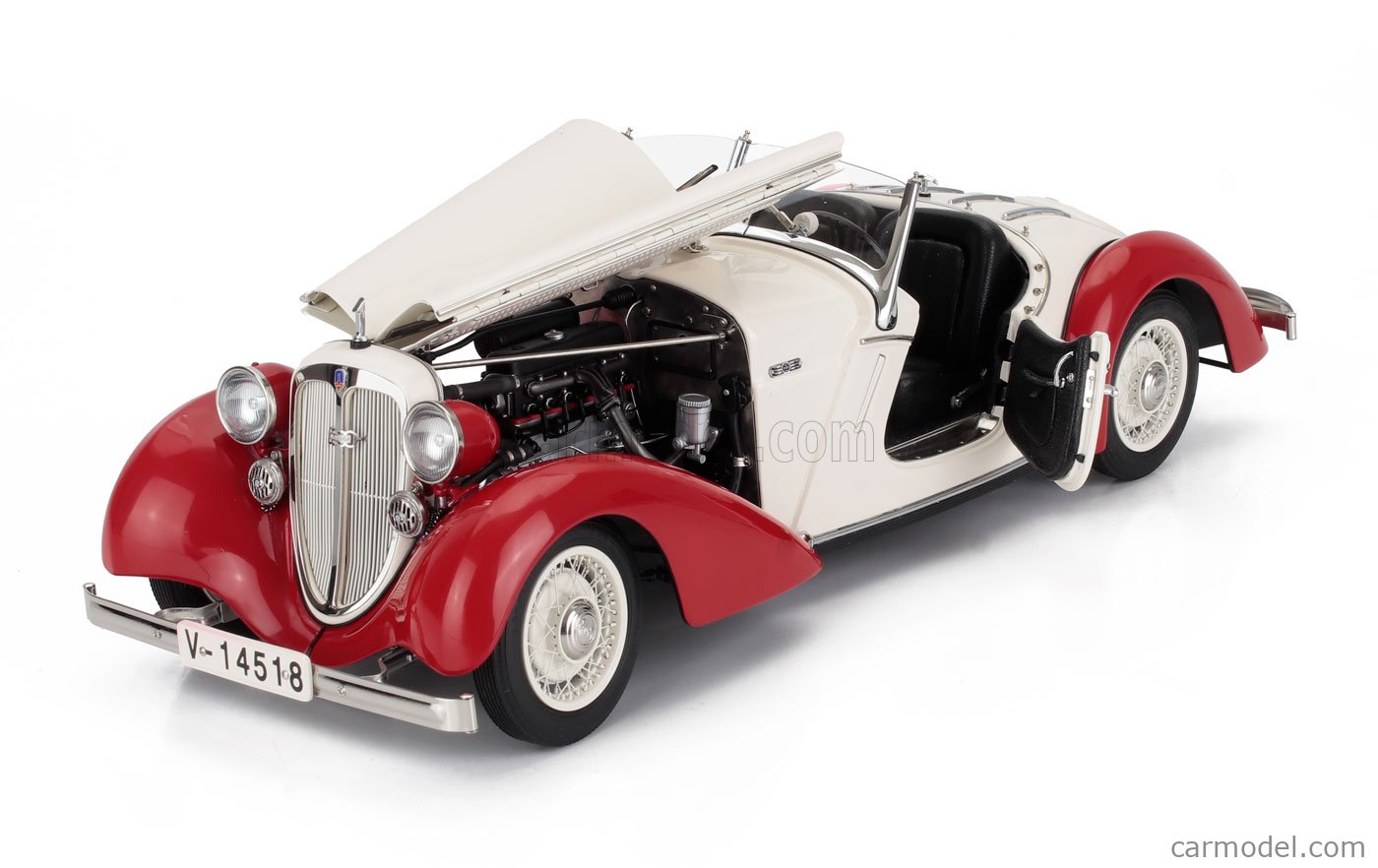 CMC M075C Scale 1/18 | AUDI 225 ROADSTER 1935 WHITE RED