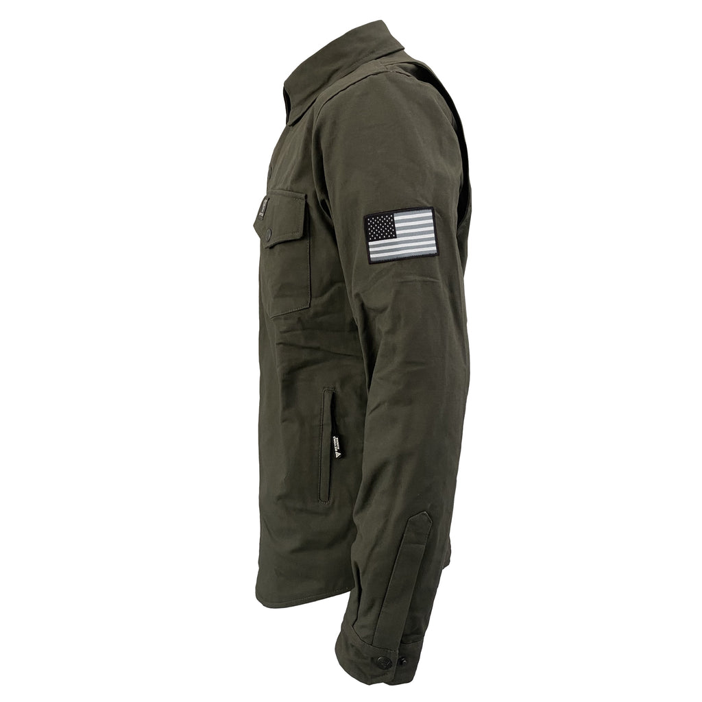 Protective Canvas Jacket for Men - Army Green with Pads