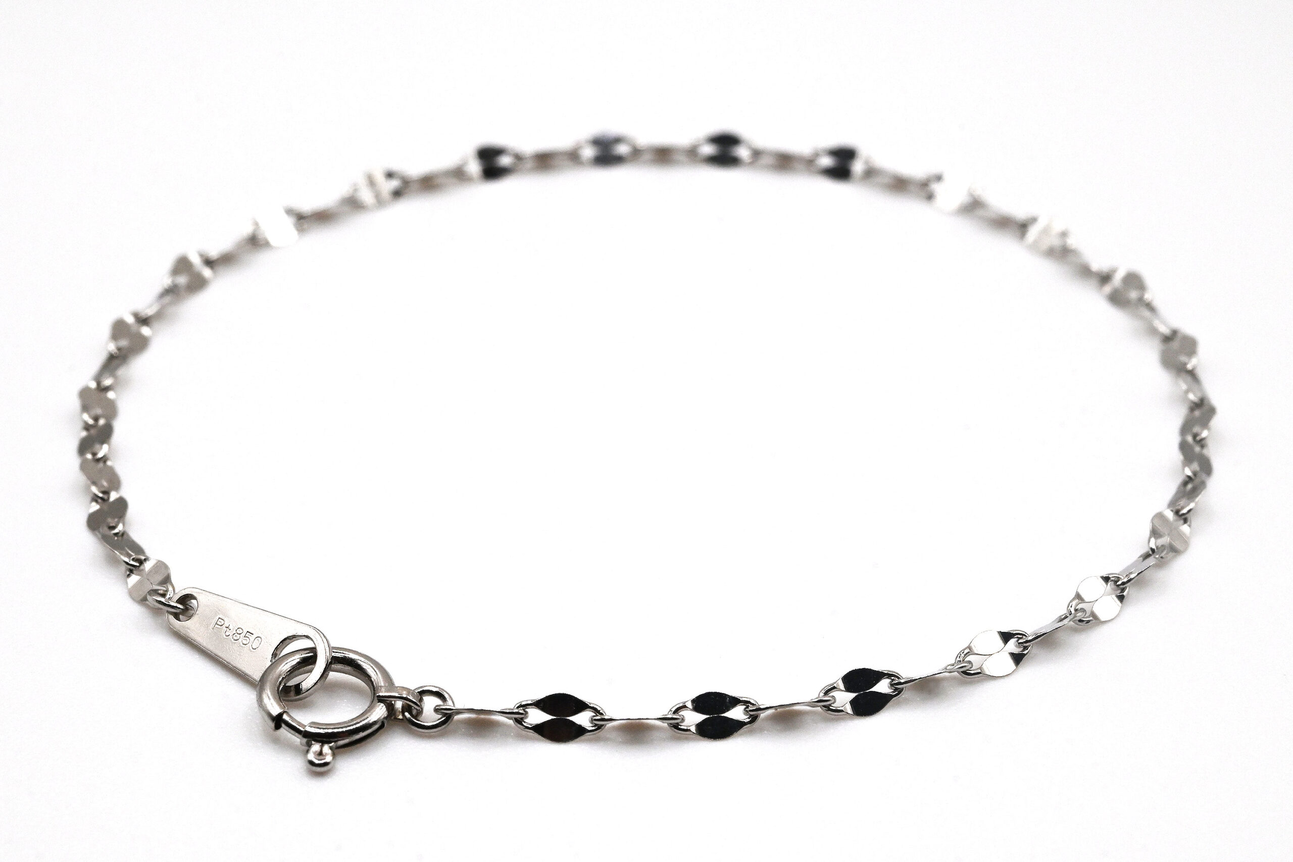 Pt850ペタル プラチナ ペタルチェーンブレスレット【幅2.2mm×長さ17cm