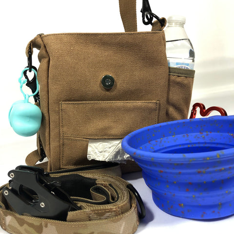 Tactical Dog Walking Bag with Water bottle holder, Cross-Body