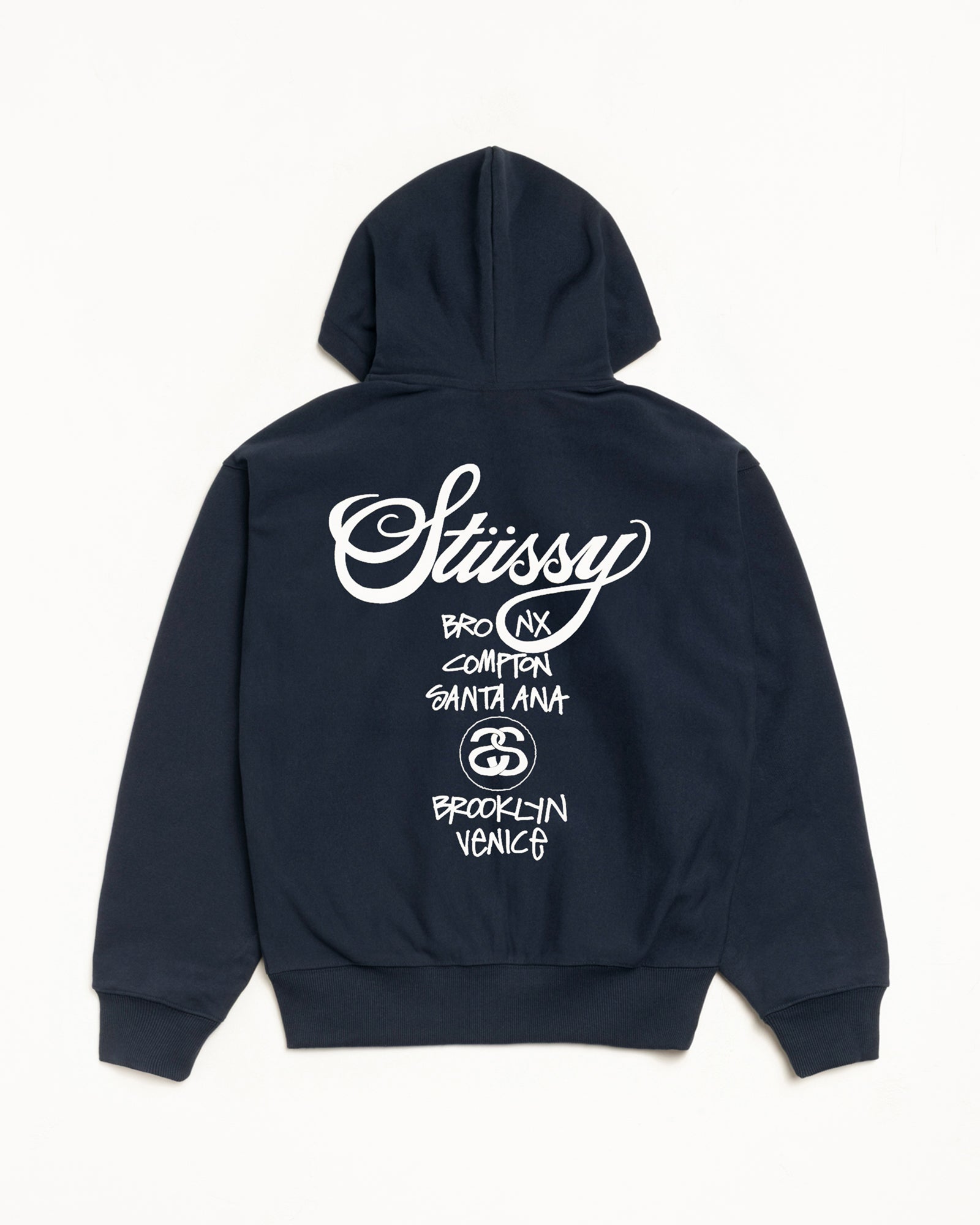 World Tour Zip Hoodie – Navy | Sweats | Stüssy Canada