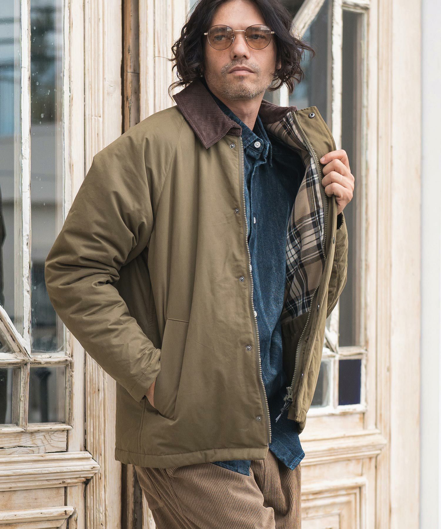 50%OFF【CAMBIO(カンビオ)】 コーデュロイ襟ウェザーフィールド