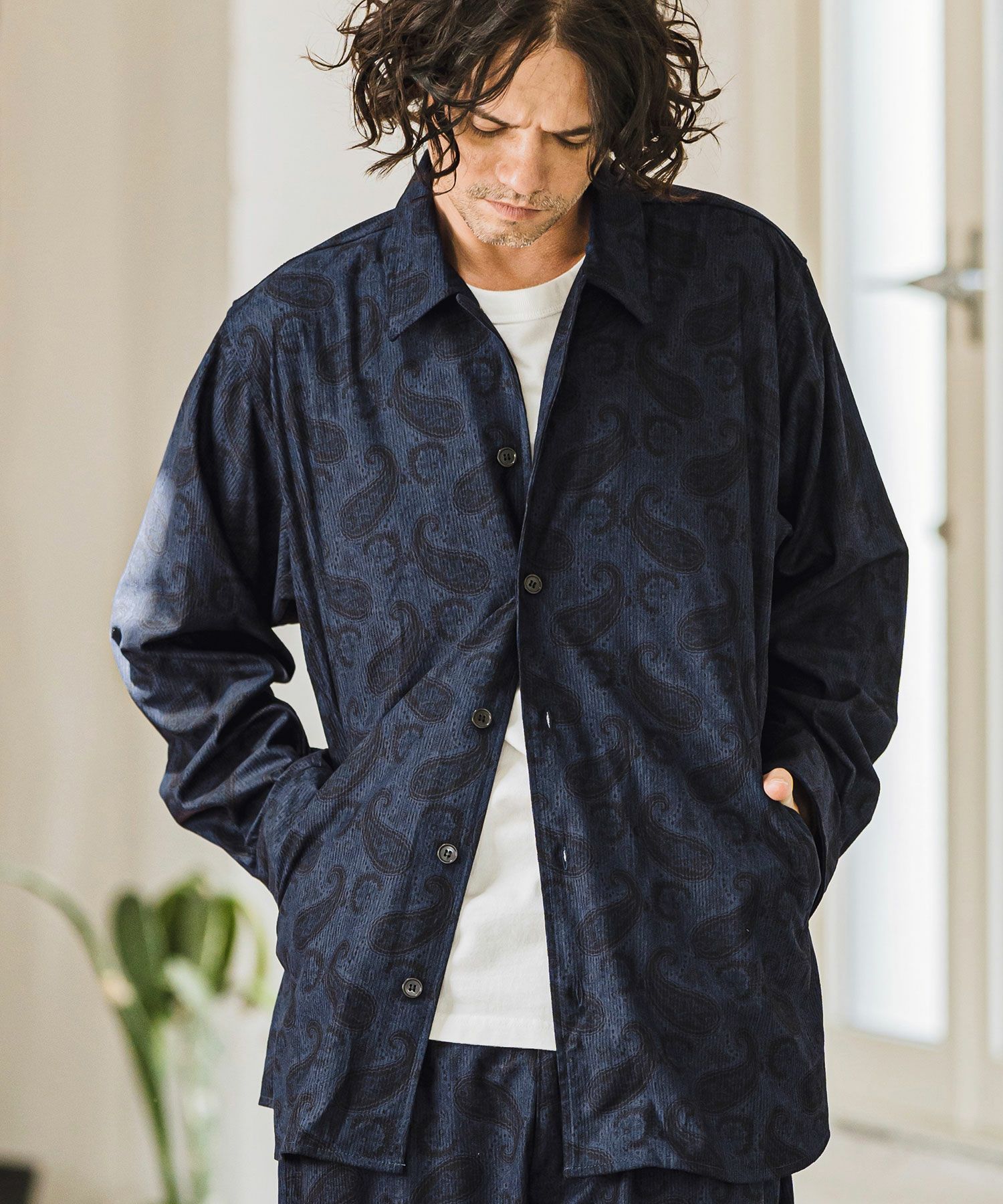 50%OFF【CAMBIO(カンビオ)】コーデュロイ×ペイズリーorig.柄シャツ