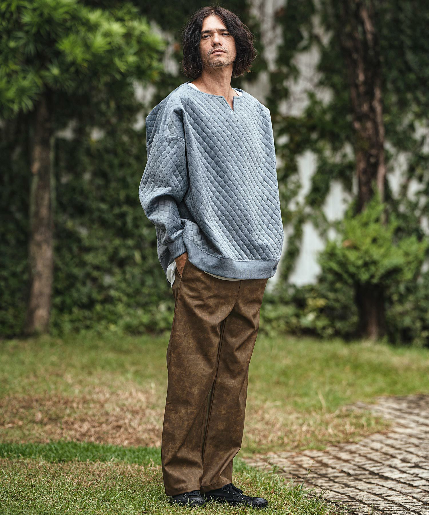 50%OFF【CAMBIO(カンビオ)】加工フェイクレザーバルーンパンツ(24228CM