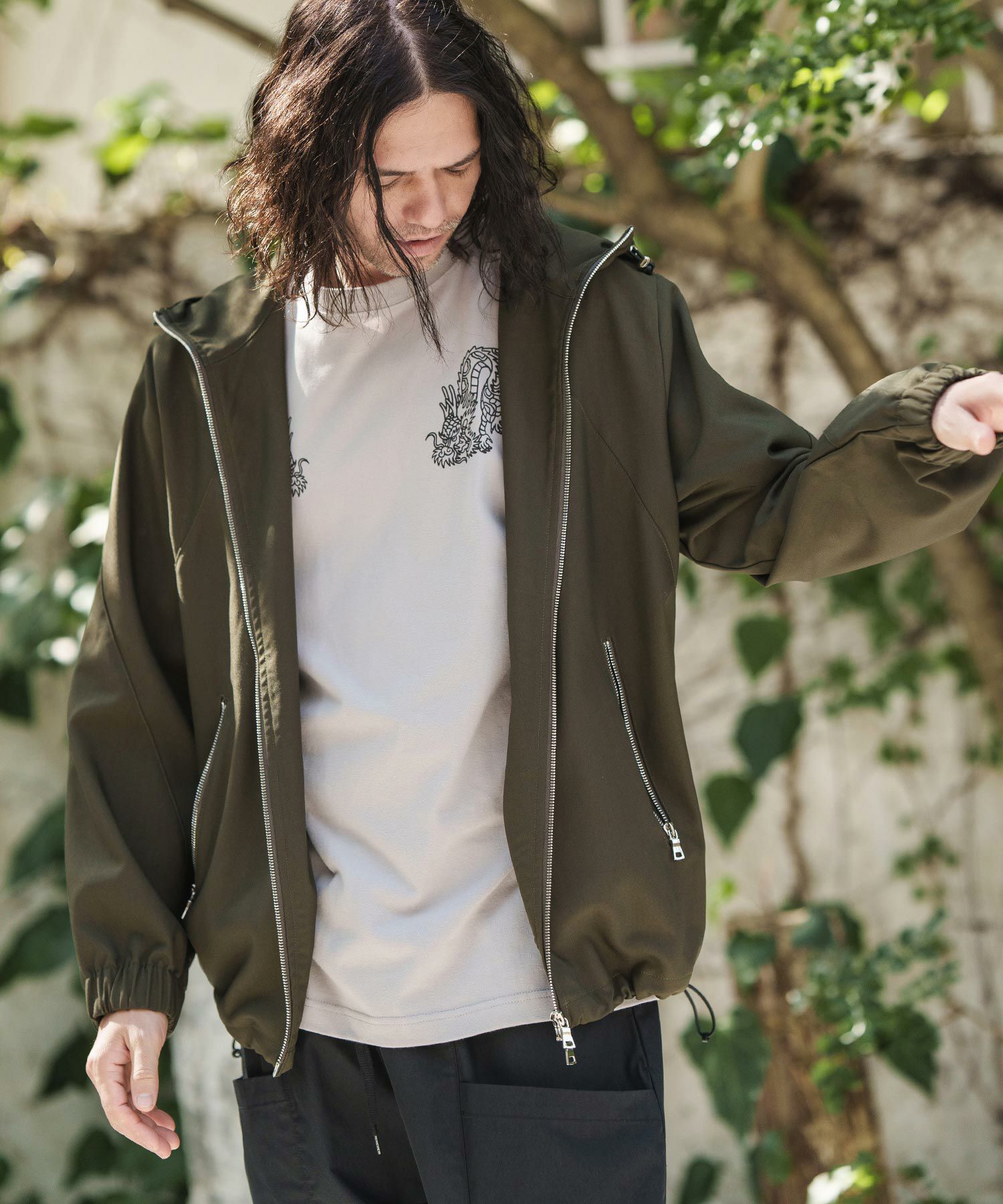 50%OFF【CAMBIO(カンビオ)】ポリストレッチツイルZIPパーカー | CAMBIO