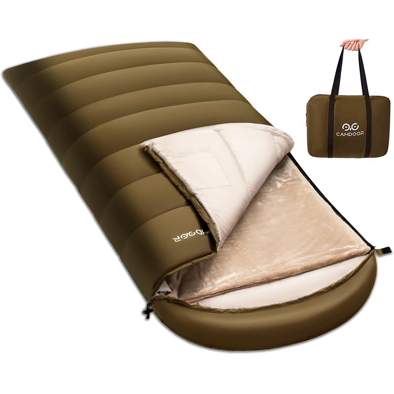 寝袋 冬用、ダウン シュラフ 封筒型、キャンプ 寝袋 ブランケット付き