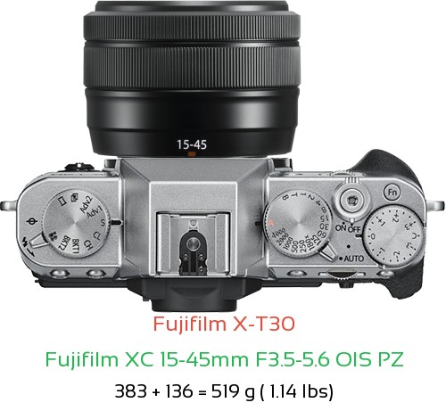 Fujifilm X-T30 Camera and Fujifilm XC 15-45mm F3.5-5.6 OIS PZ Lens