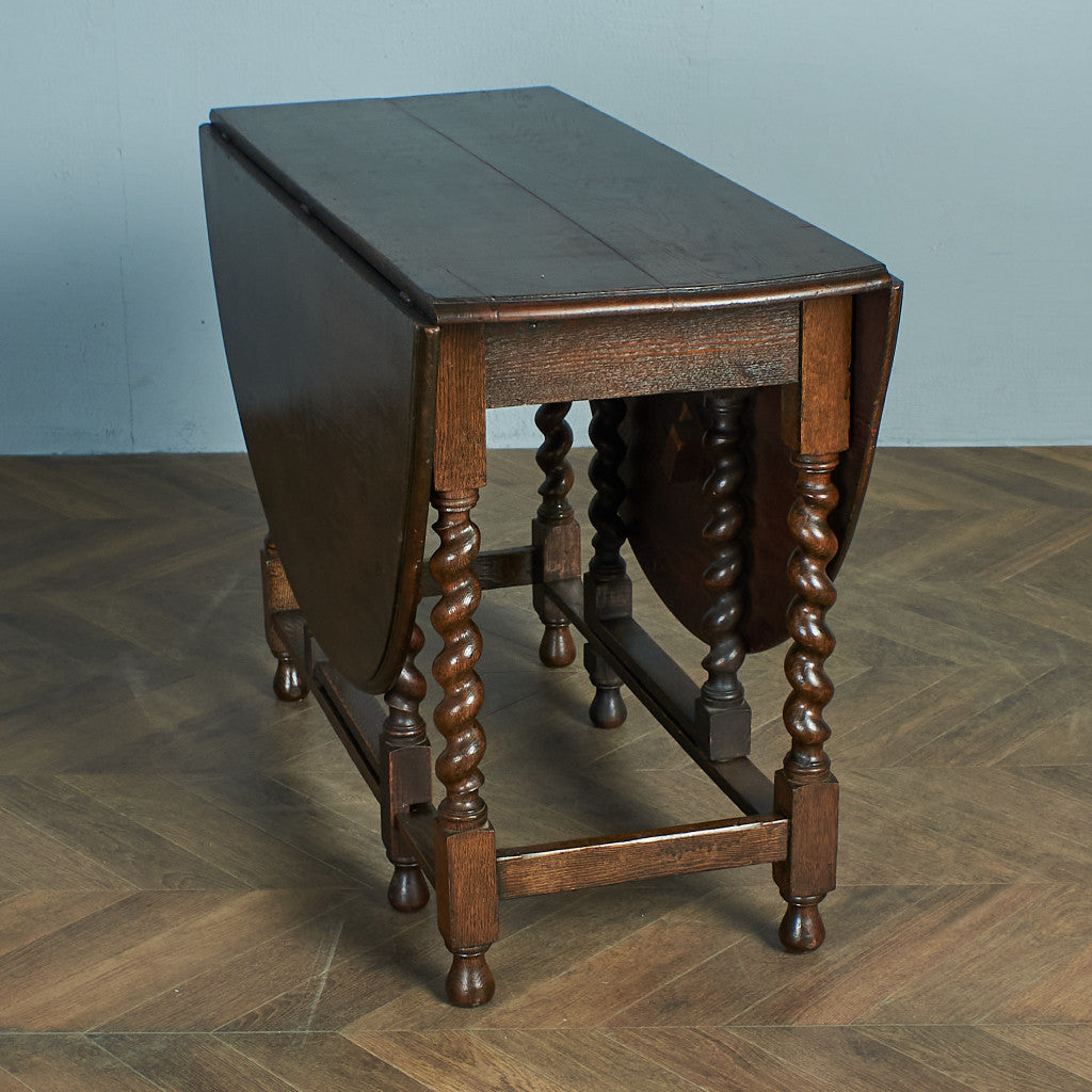 英国アンティーク木製ゲートレッグテーブル/ダイニング机バタフライ(92