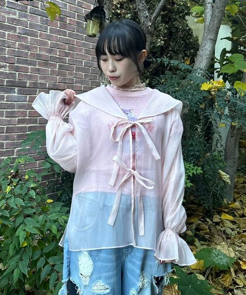 SHEER SAILOR BLOUSE | Candy Stripper（キャンディ ストリッパー