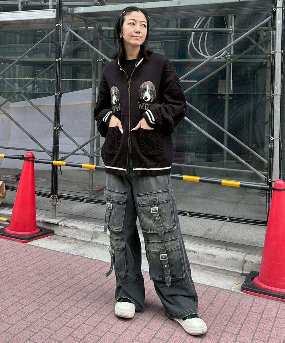 TWIN DOGS KNIT JUMPER | Candy Stripper（キャンディ ストリッパー