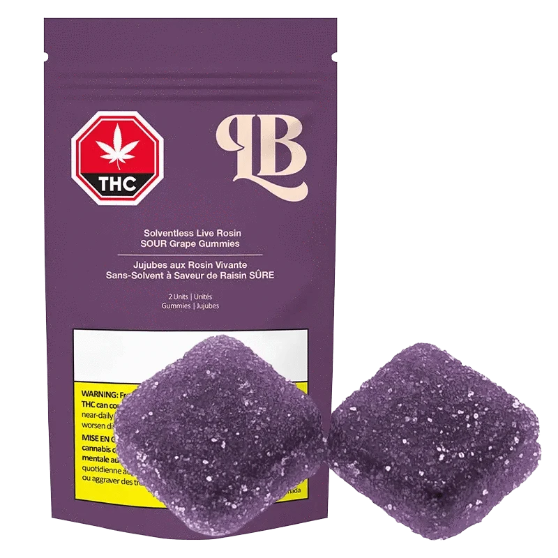 Solventless Live Rosin Sour Grape Gummies: Lowest Price | Canna Cabana
