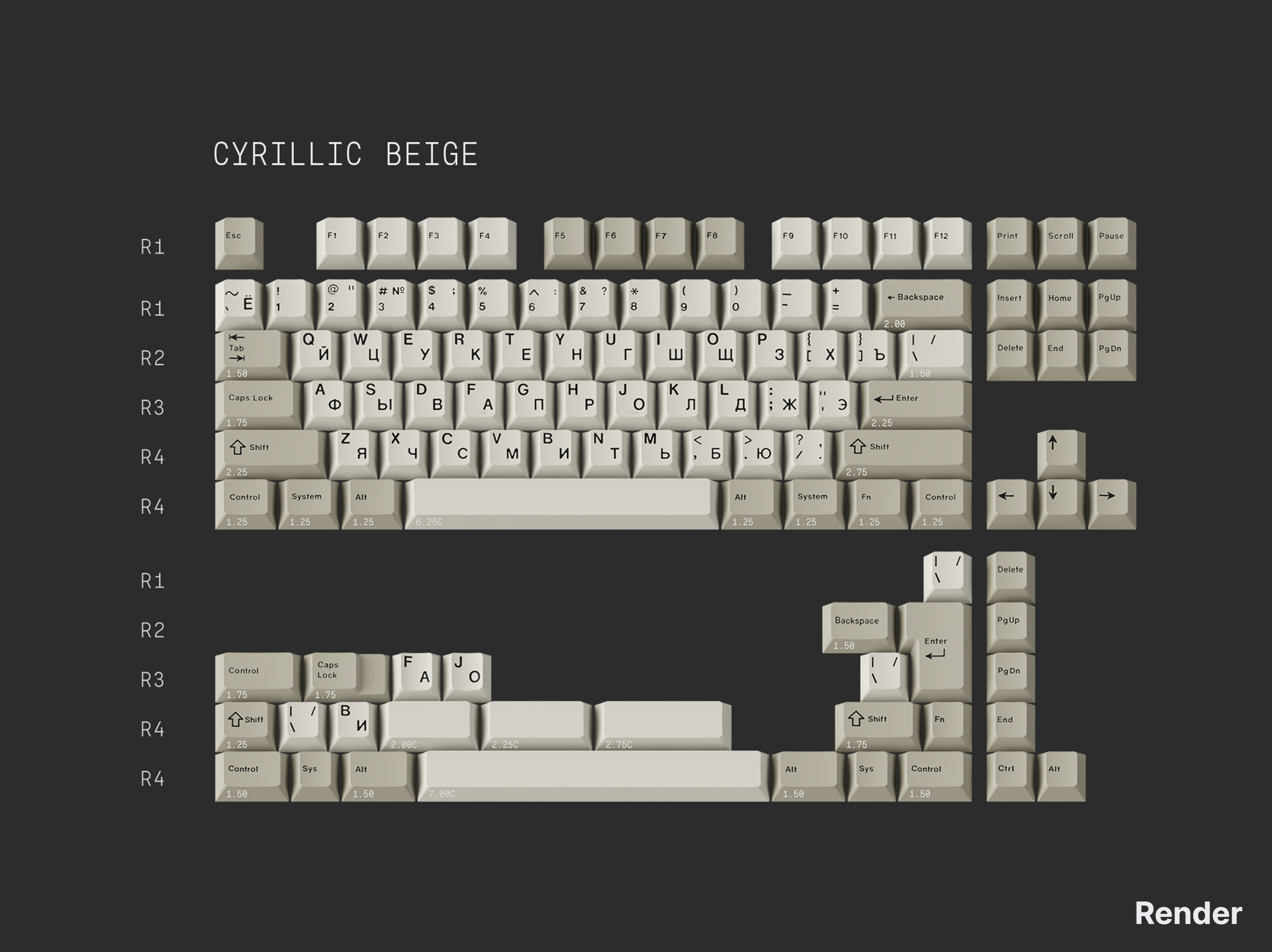 GMK Cyrillic Beige & Cyrillic White on Black – CannonKeys