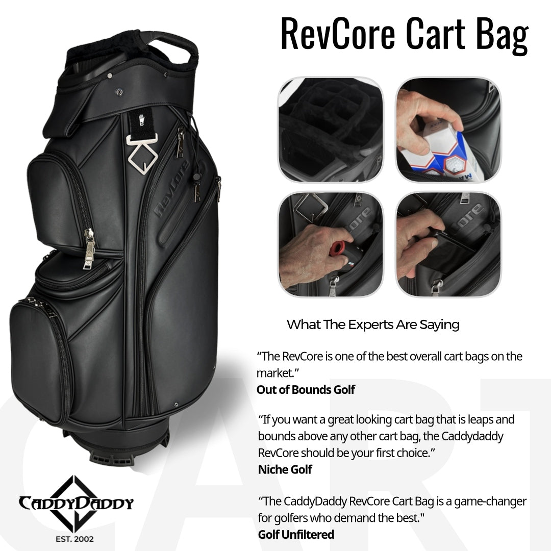 RevCore Lux Golf Cart Bag | Flat Base | 14-Way Velvet Dividers