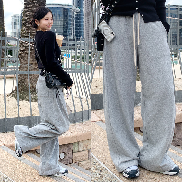 CPワイドピンタックジャージパンツ-💓66girls💓 韓国人気レディース