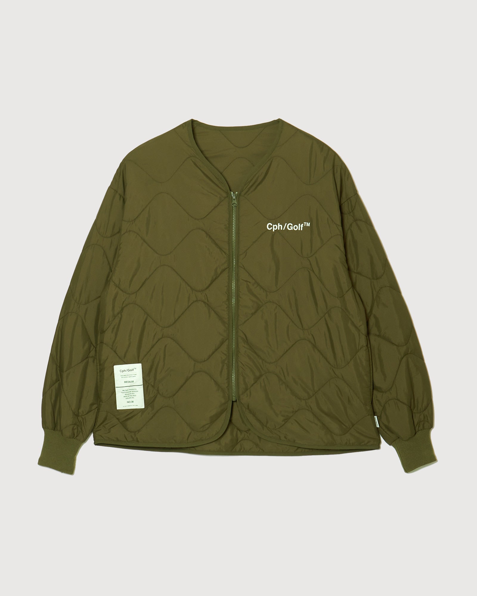 QUILTING NO-COLLAR JACKET - KHAKI - – Cph/Golf™︎