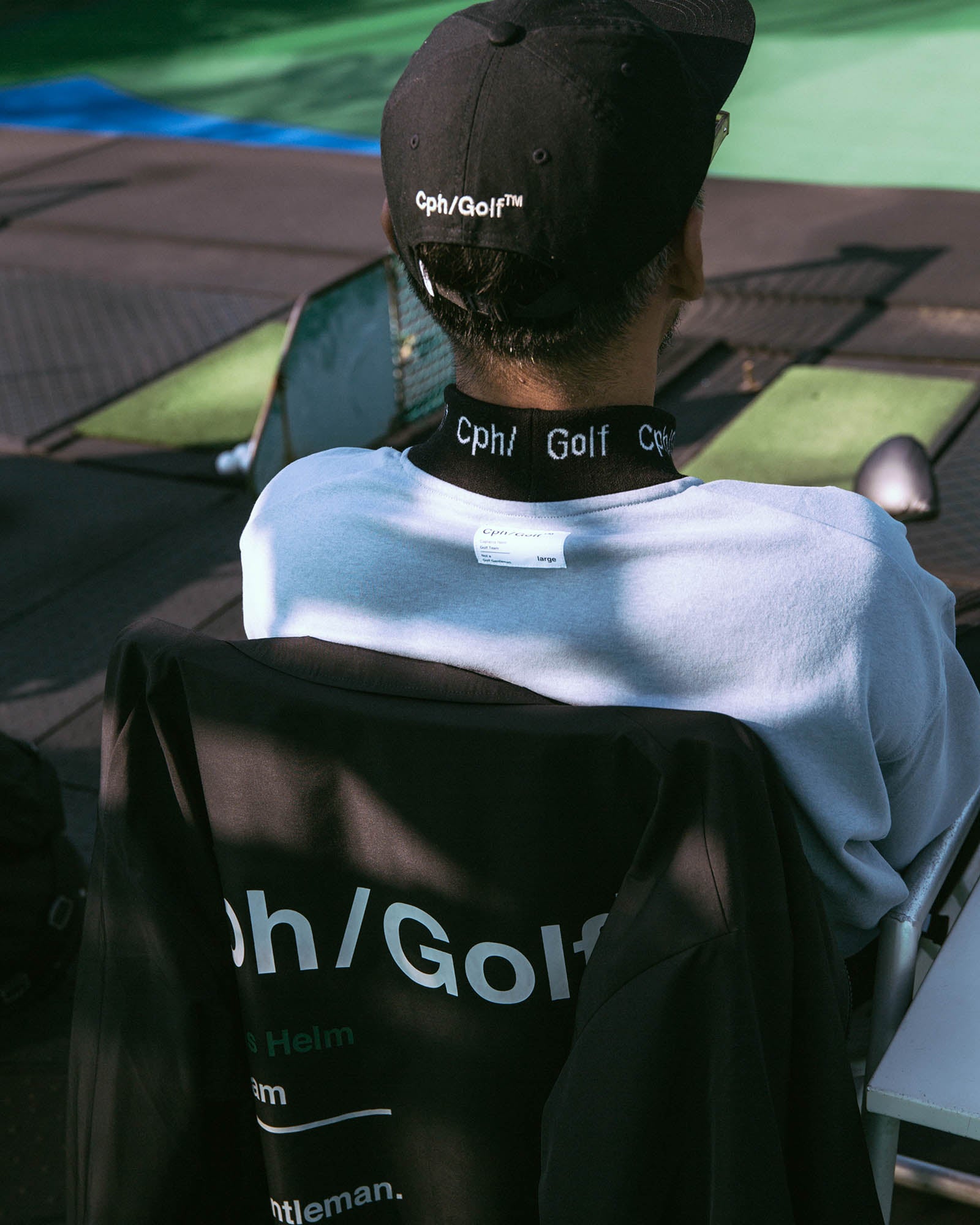 JACQUARD MOCK NECK LS TEE - SAX - – Cph/Golf™︎