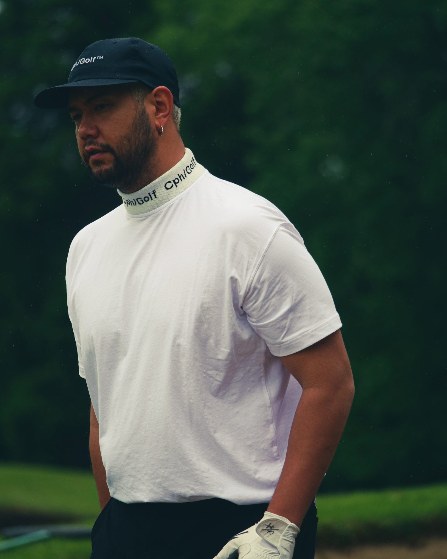 Cph/Golf™️ #JACQUARD LOGO MOCK NECK TEE - WHITE - – Cph/Golf™︎
