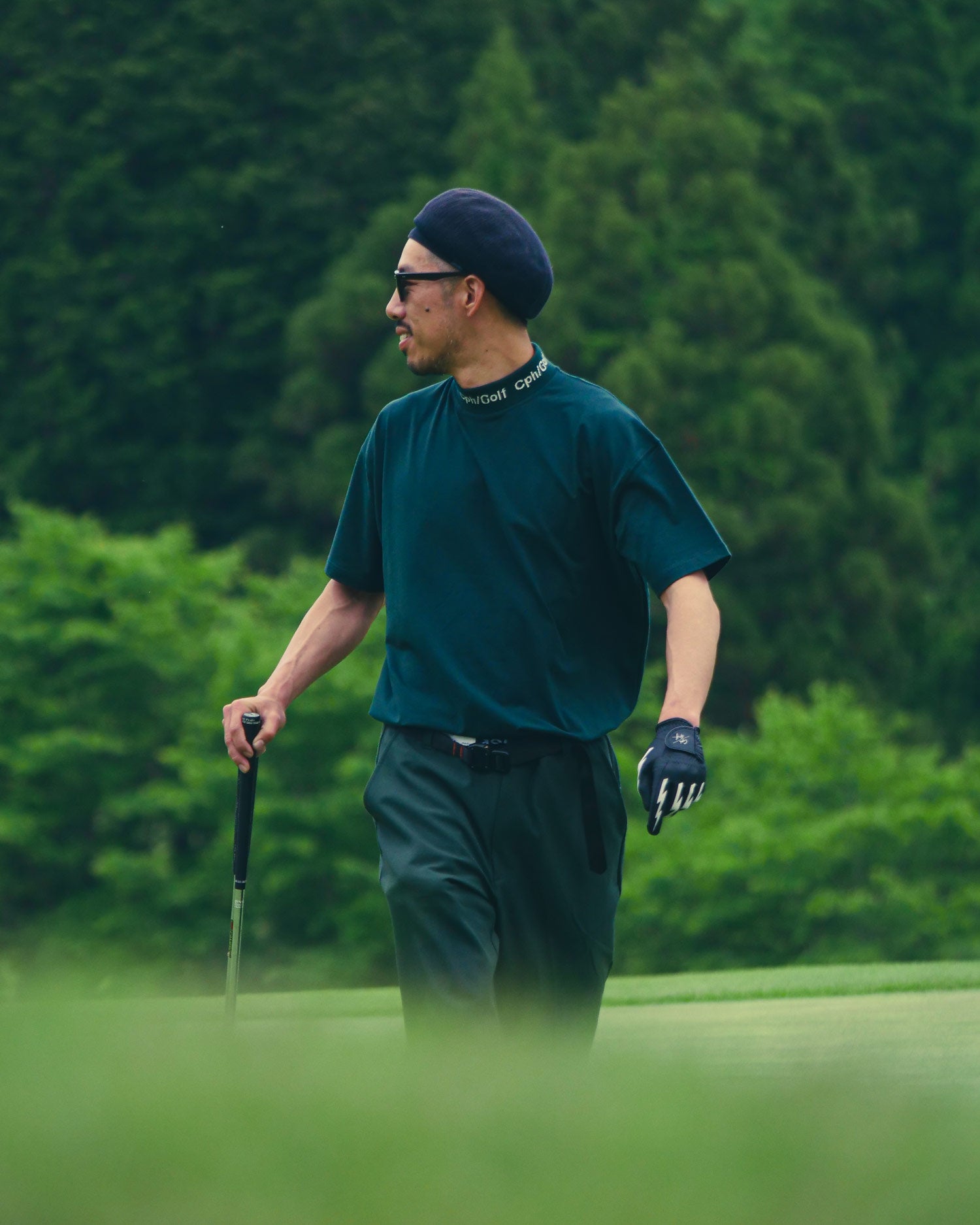 Cph/Golf™️ #JACQUARD LOGO MOCK NECK TEE - GREEN - – Cph/Golf™︎