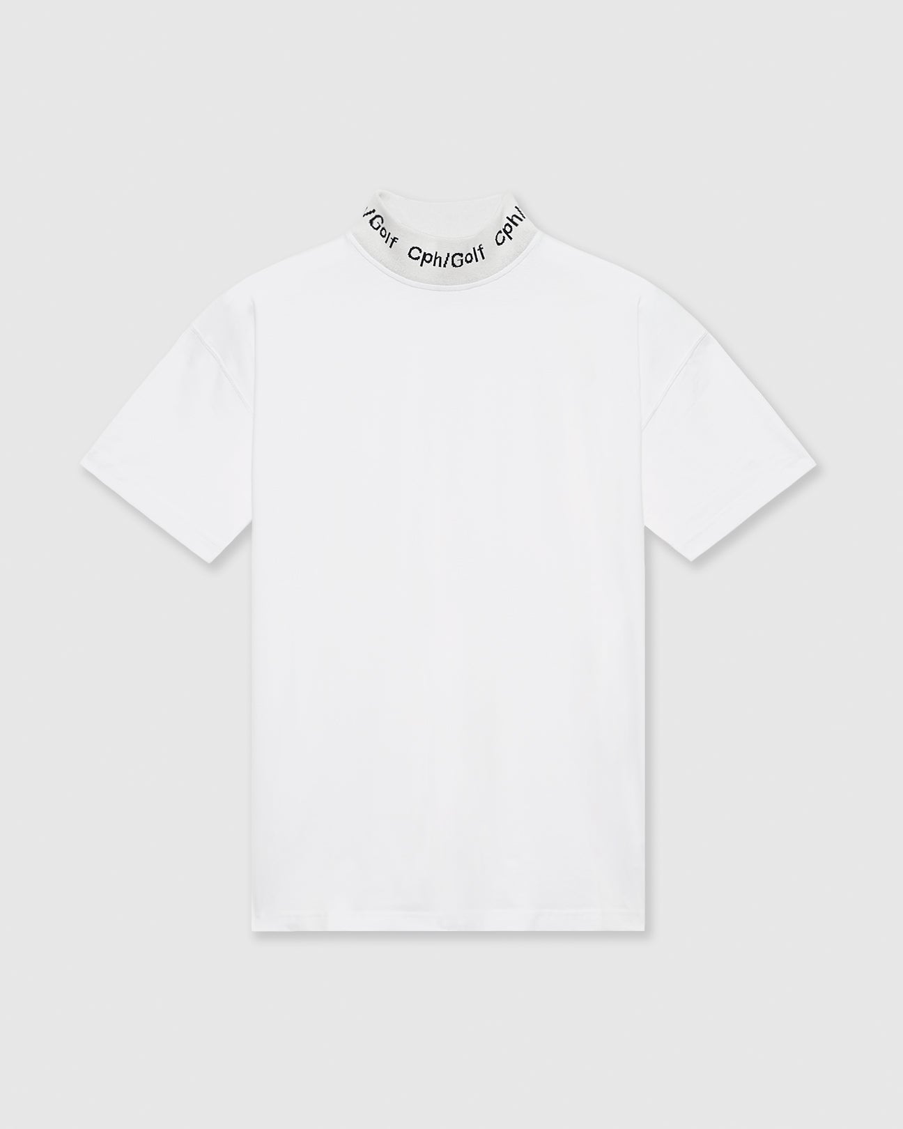 Cph/Golf™️ #JACQUARD LOGO MOCK NECK TEE - WHITE - – Cph/Golf™︎