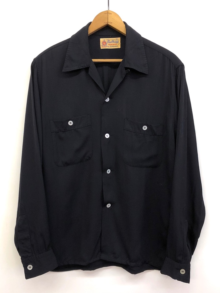 50s MAC PHERGUS BLACK RAYON SHIRT. | 古着屋【True vintage