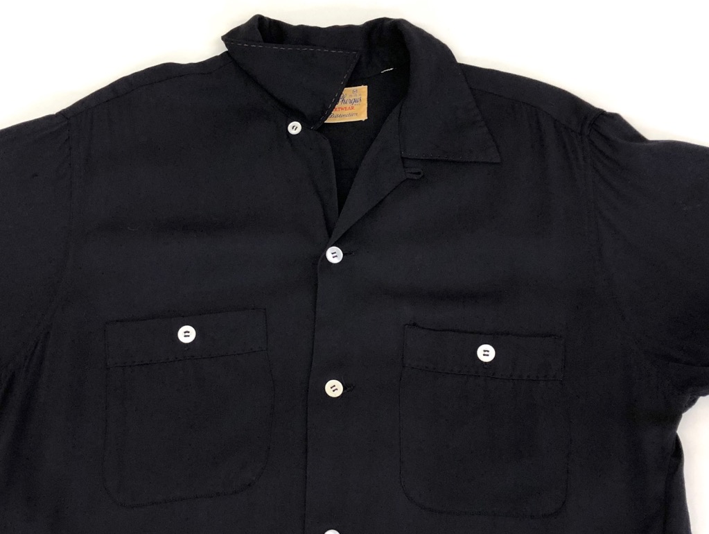 50s MAC PHERGUS BLACK RAYON SHIRT. | 古着屋【True vintage
