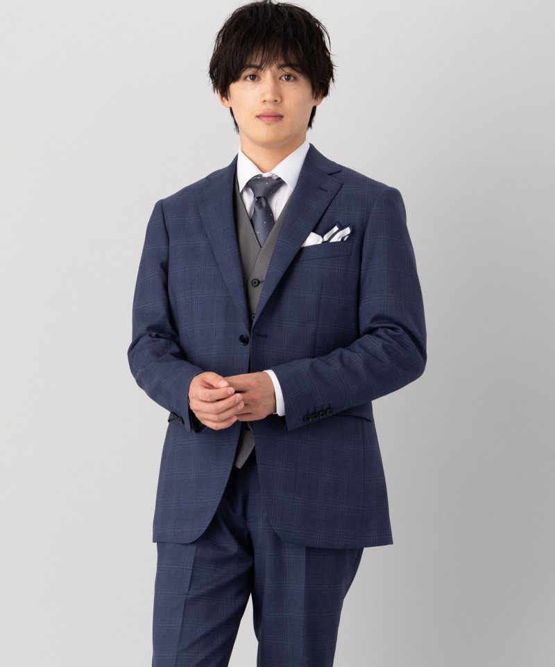 ORIHICA オリヒカ タスマニアチェック×シルバーベスト3ピーススーツ