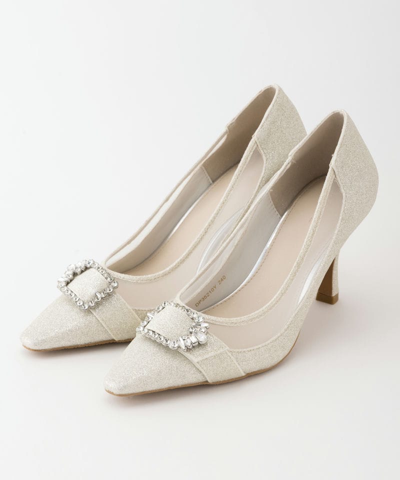 DIANA ダイアナ グリッターチュールパンプス シルバー系 | 結婚式