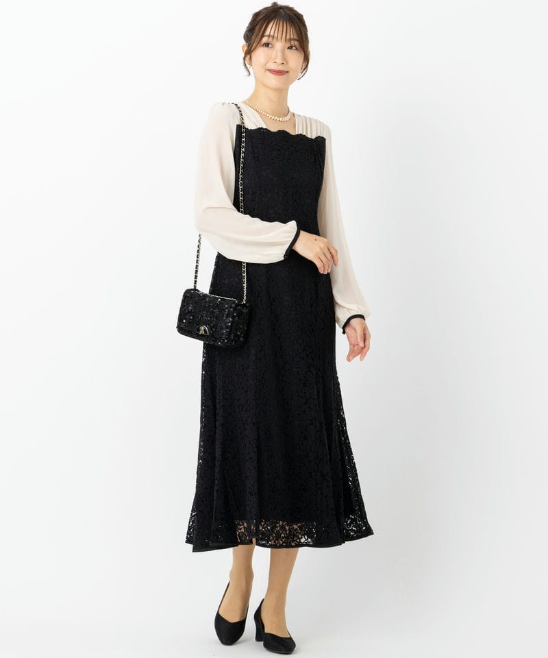 CELFORD セルフォード レースマーメイドワンピースドレス ブラック系