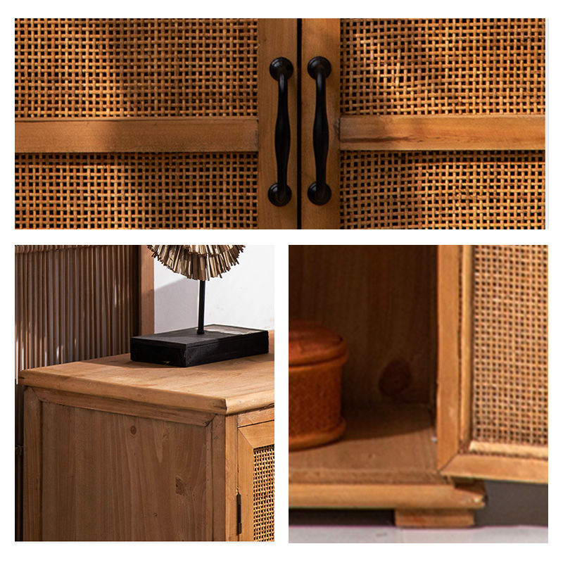 キャビネット サイドボード ラタン 収納 レトロ リビング ナチュラル