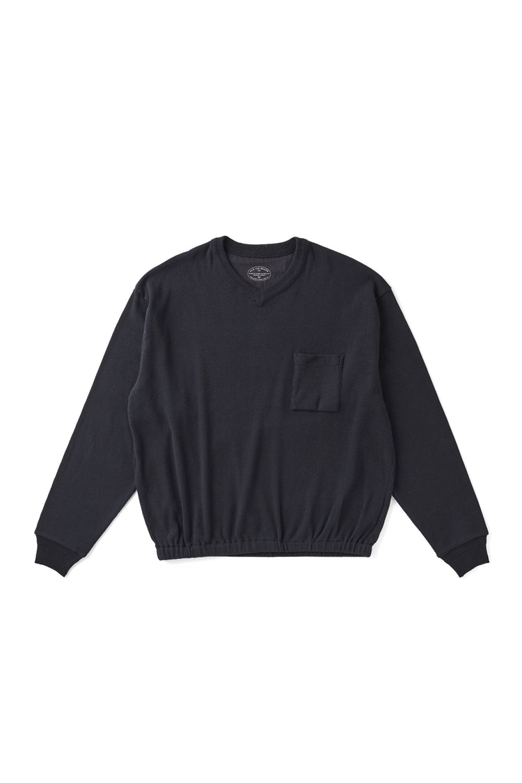 OLD JOE BRAND V-NECK SILK NEP RIBED TOPS ONYX – CASDAY / キャスデイ