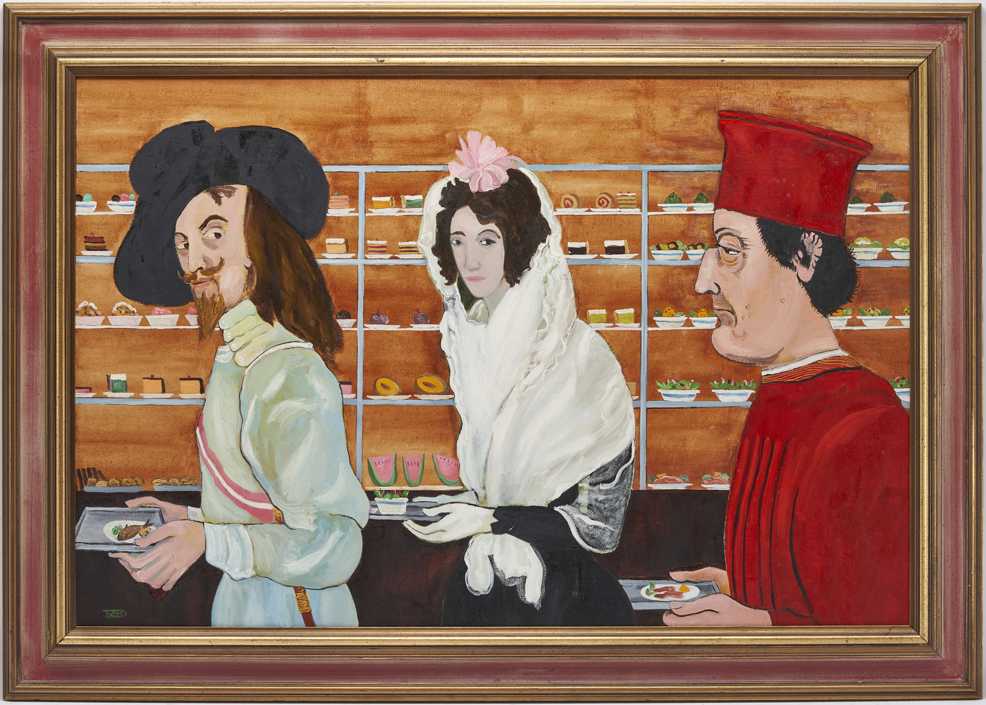 Lot 470: Frank Freed Oil on Canvas, Cafeteria of the Louvre | Case