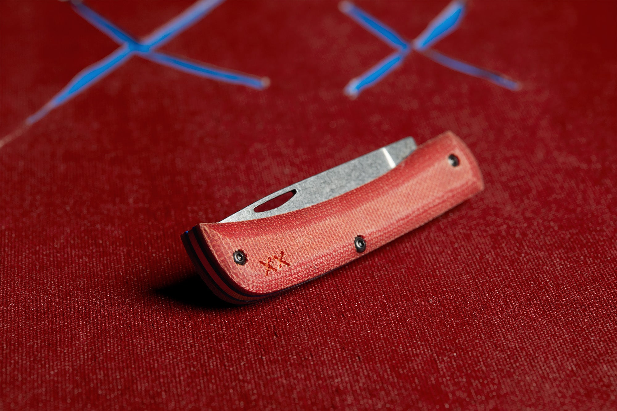 Case® | Crossroads™ Smooth Orange Canvas Laminate with Blue G-10