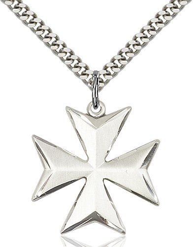 Maltese Cross Necklace - Sterling Silver - Catholic Saint Medals