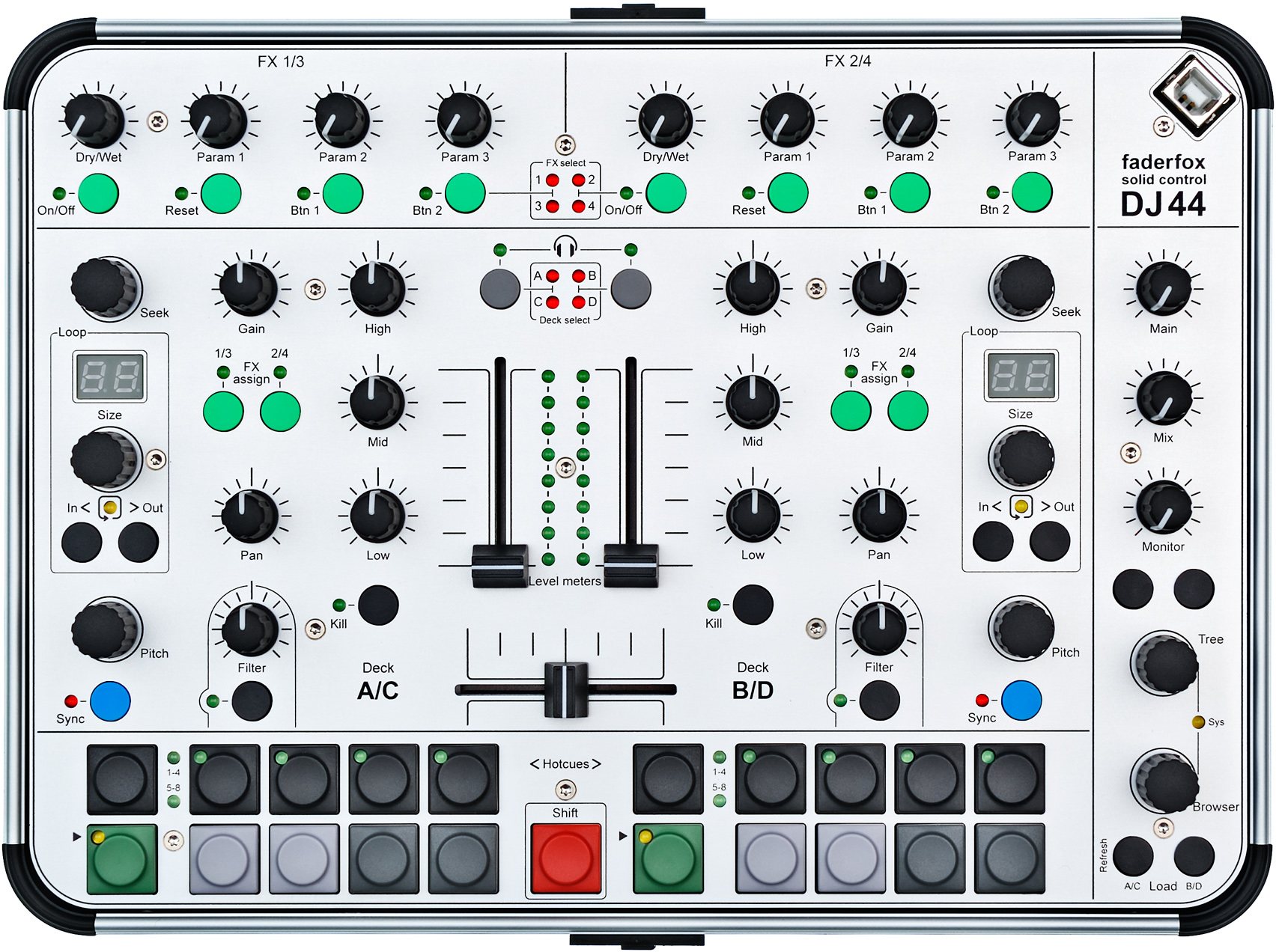 Faderfox DJ44: Full, Rugged Aluminum DJ Controller for Ableton