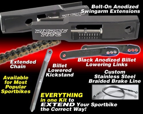 Custom Kawasaki Ninja ZX14 Swingarm Extension Package Bolt on this