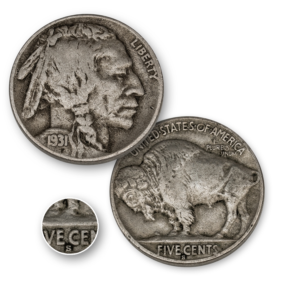 1931 Buffalo Nickel-San Francisco Mint-Circulated