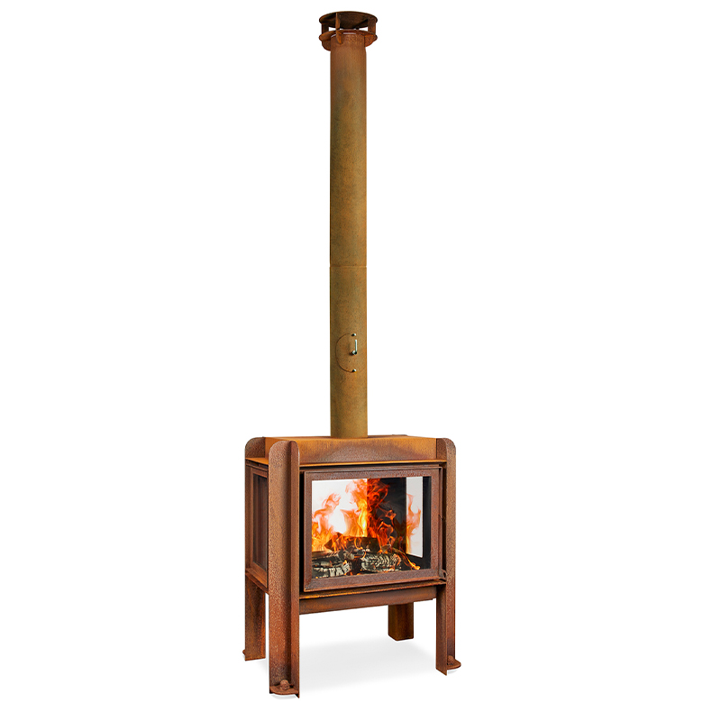 RB73 Fennek 80 Wood Burning Outdoor Fireplace: Blazzing Fire