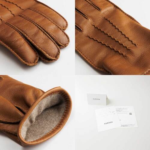 KURODA 男性用 革手袋 鹿革 Deerskin〔手囲いサイズ：23/24/25cm〕手袋