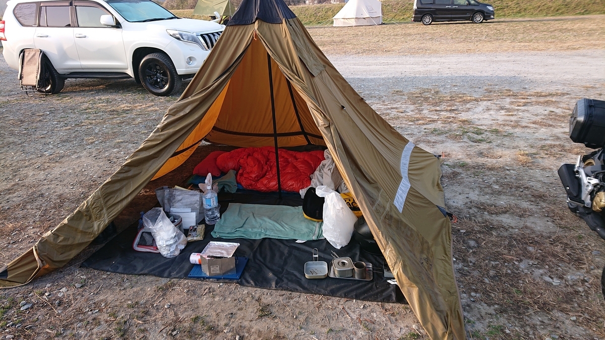 新しく買ったYOKA TIPIを試し張りにキャンプツーリングに行ってきた