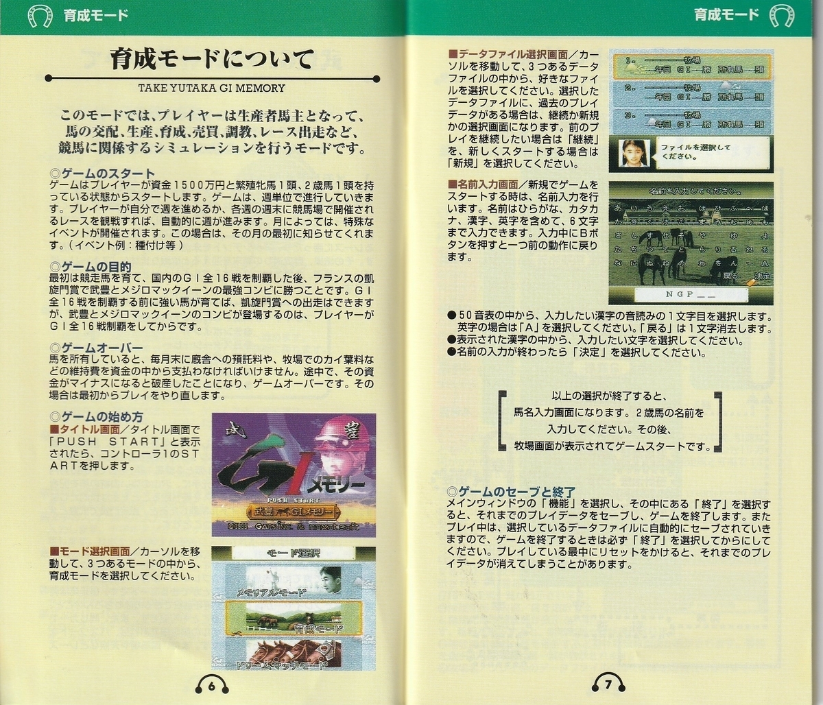 武豊 G1メモリー』1995年／スーパーファミコン - レトロゲームの説明書