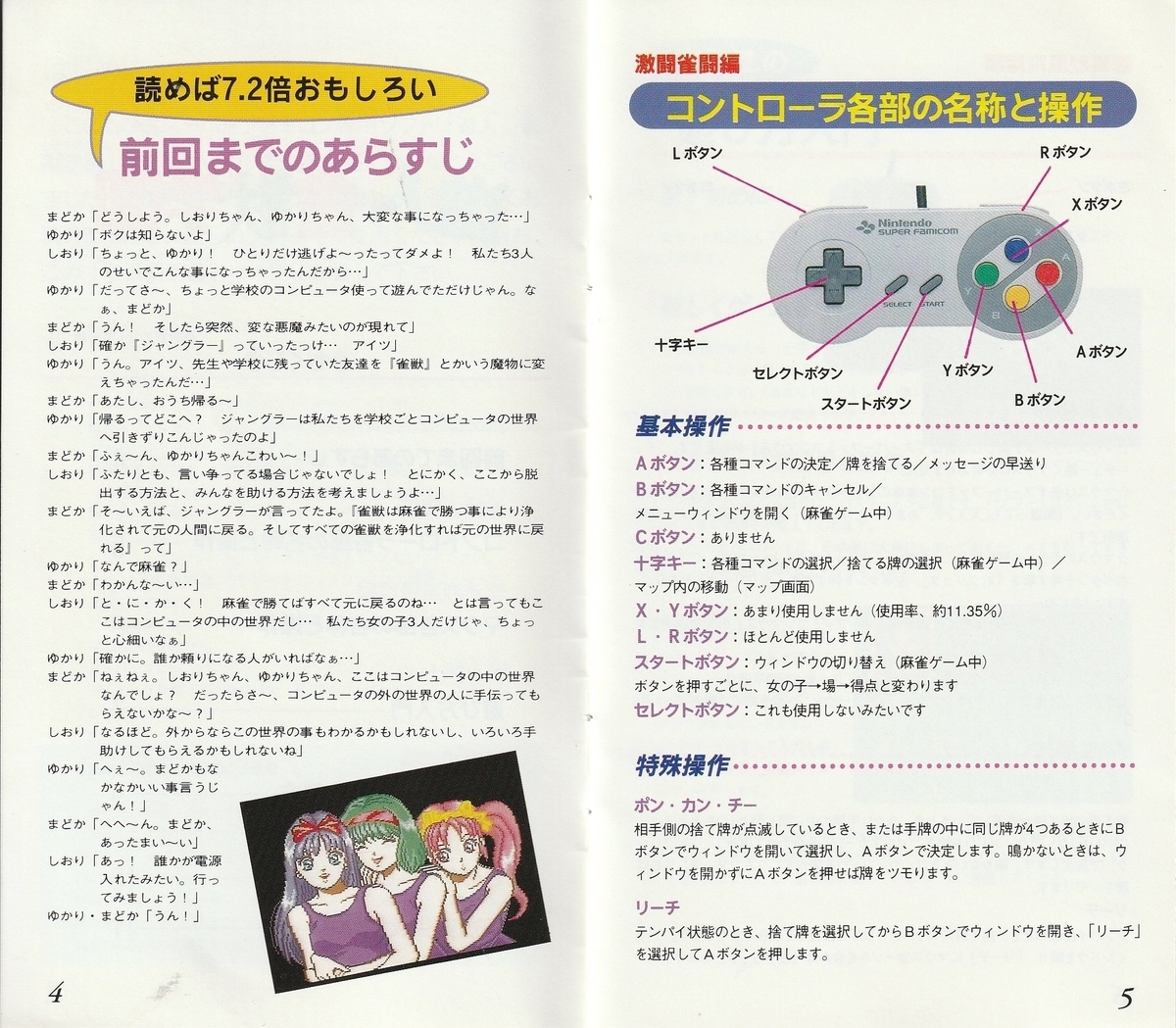 遊人 雀獣学園』1993年／スーパーファミコン - レトロゲームの説明書保管庫