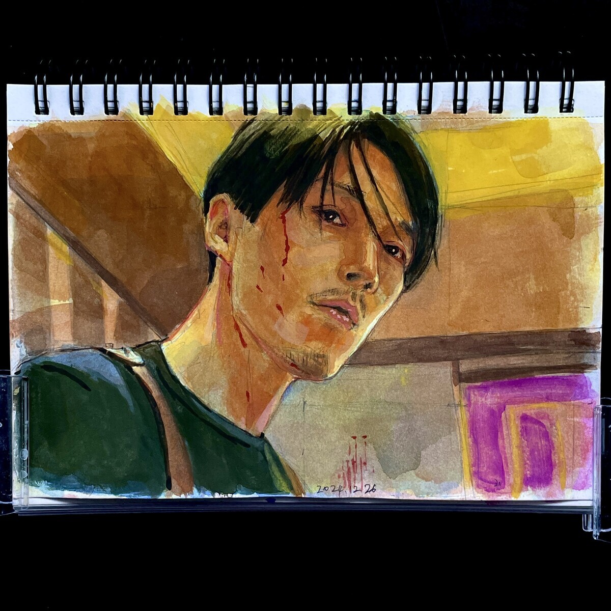 韓国映画 ワンシーン THE KILLER ガッシュ 不透明水彩 - 桃蝶画房