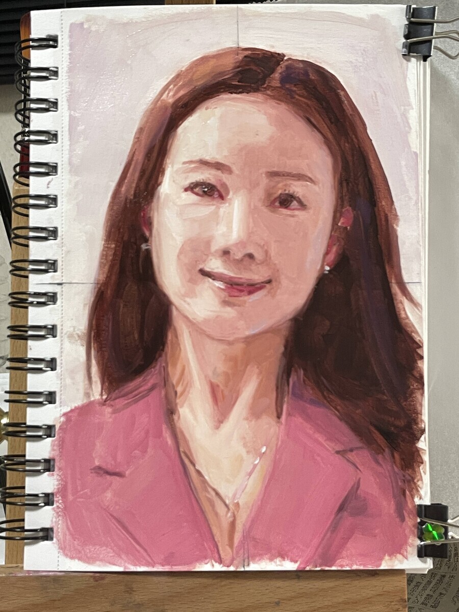 紙に描く油絵 人物画 一日で描く 4月18日 - 桃蝶画房