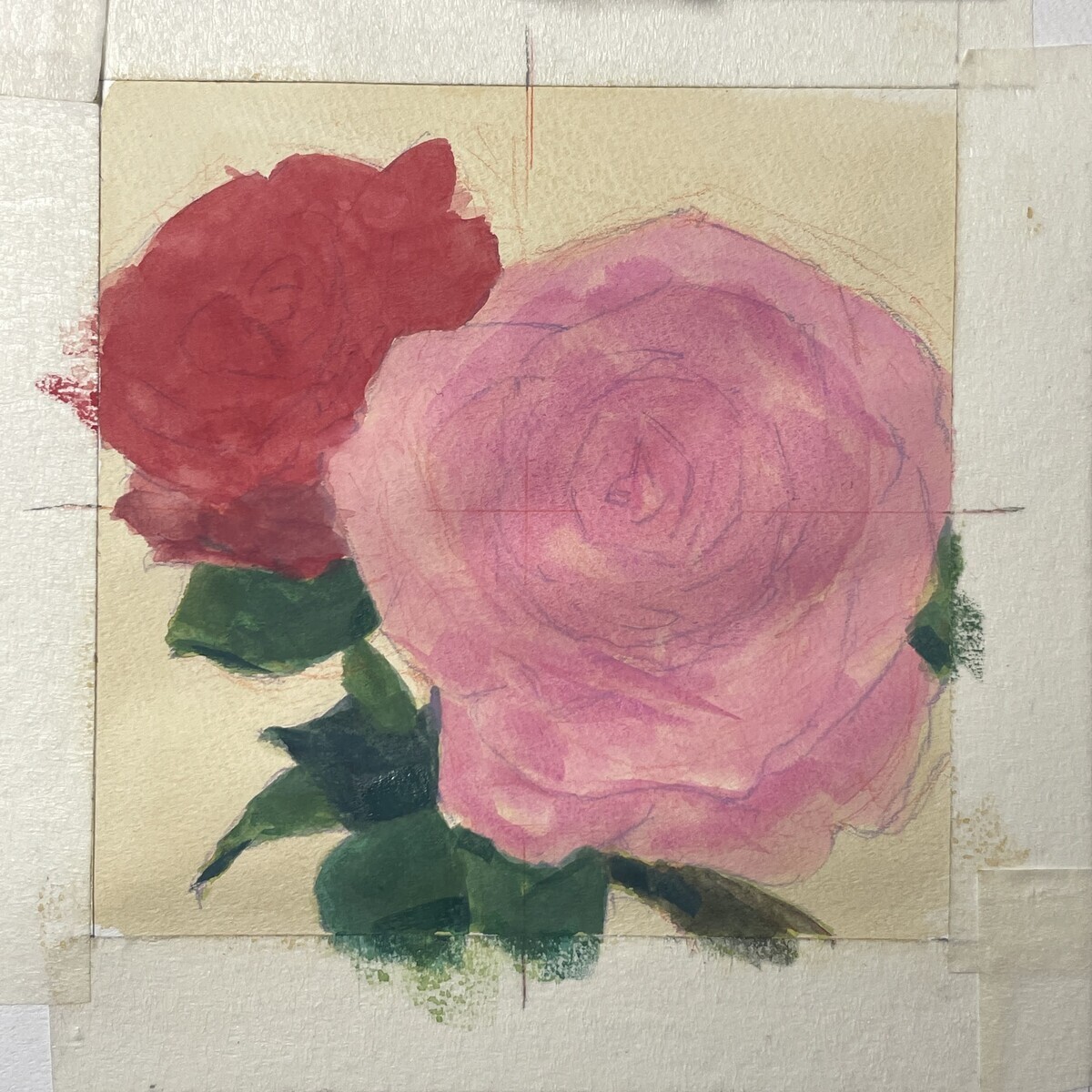 ガッシュで描く 一日一絵 『薔薇の花』ホルベイン不透明水彩 17日目