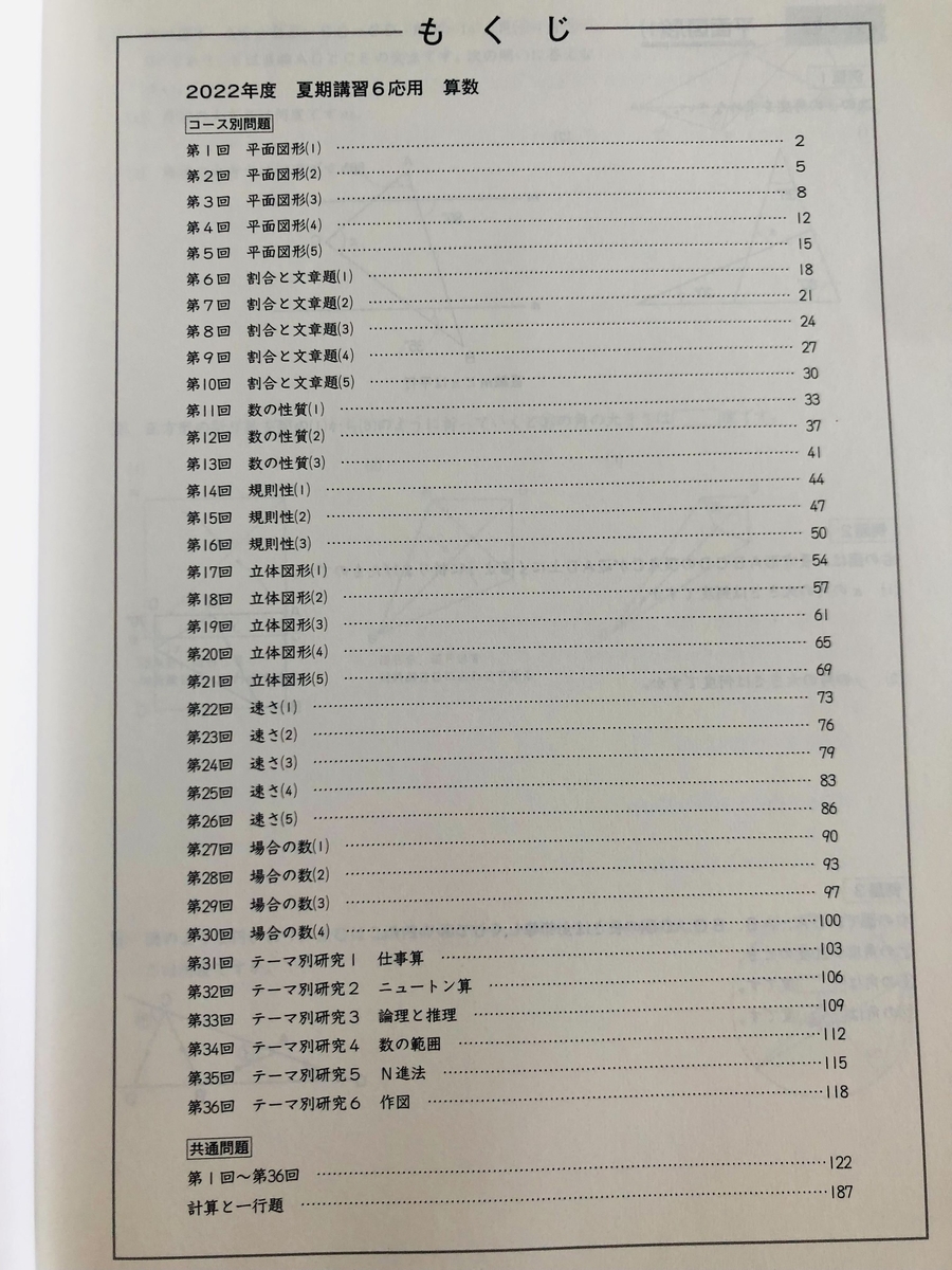 日能研】夏期講習（6年生・応用）の内容 - ちゅりぷ子のもしかして中高